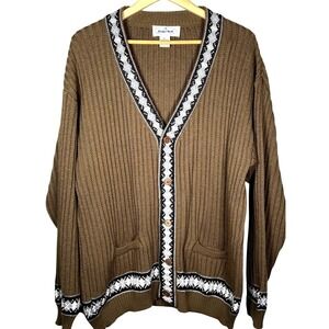 Vintage AMITA Wool Blend Ribbed Knit Cardigan XL Italy Button Sweater Mens 90s